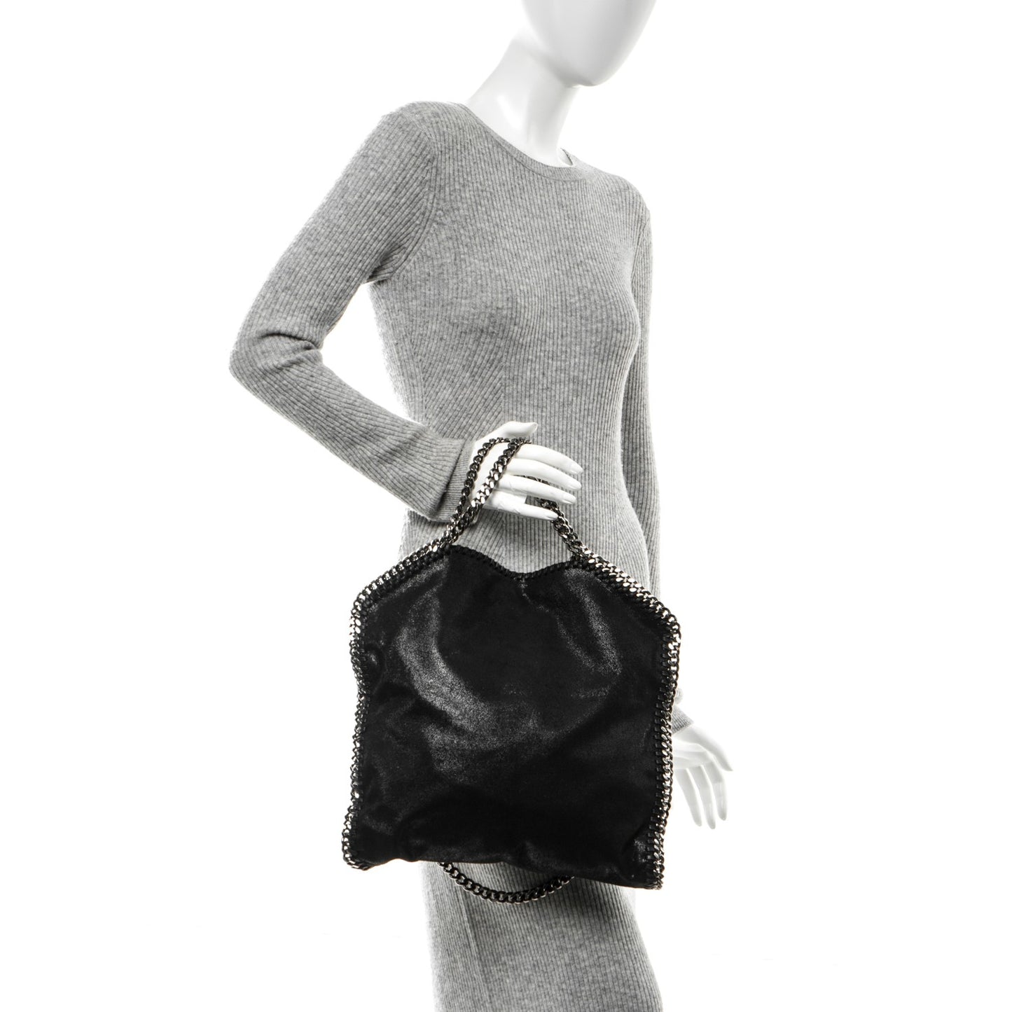 Shaggy Deer Small Falabella Fold Over Tote Black