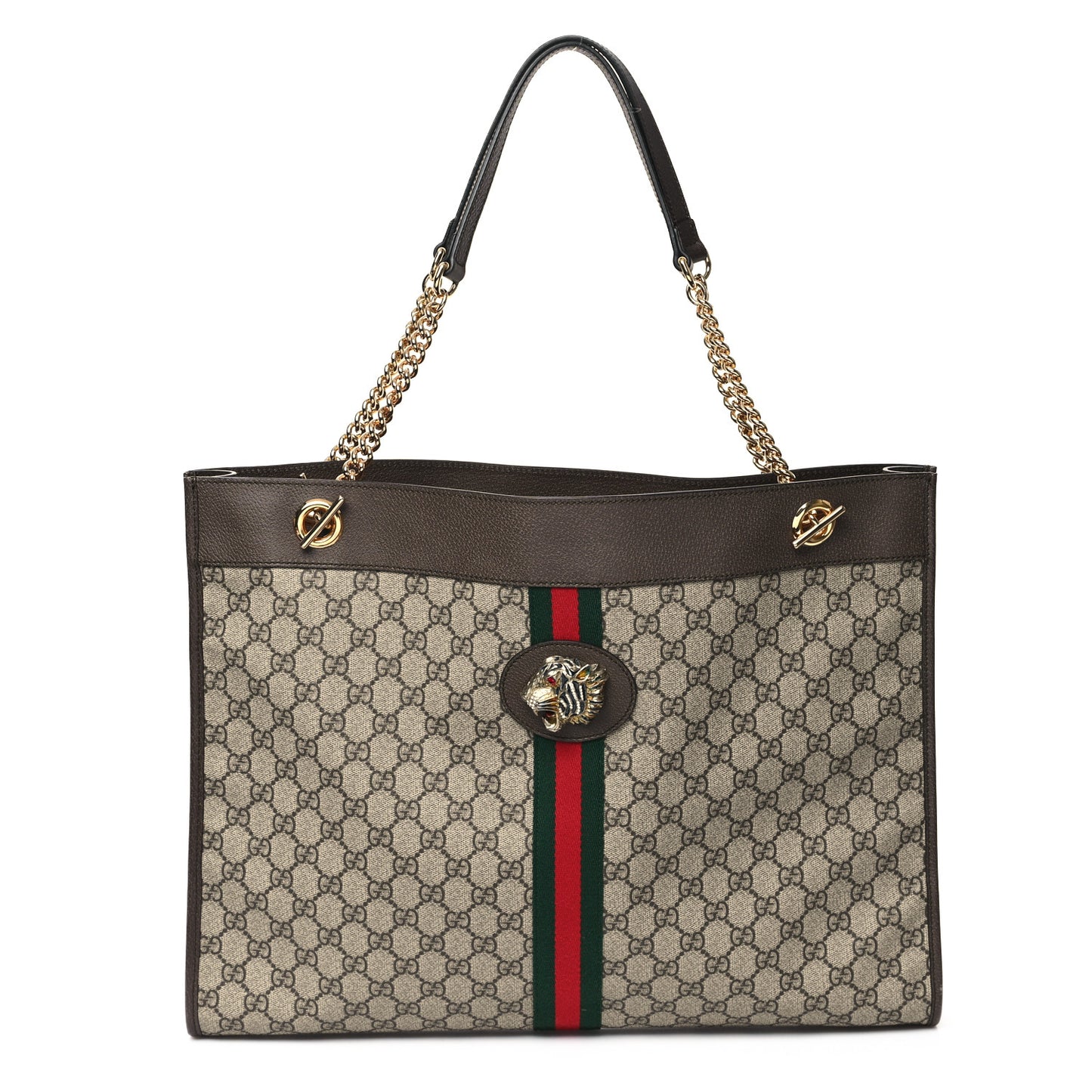 GG Supreme Monogram Large Rajah Chain Tote Beige New Acero