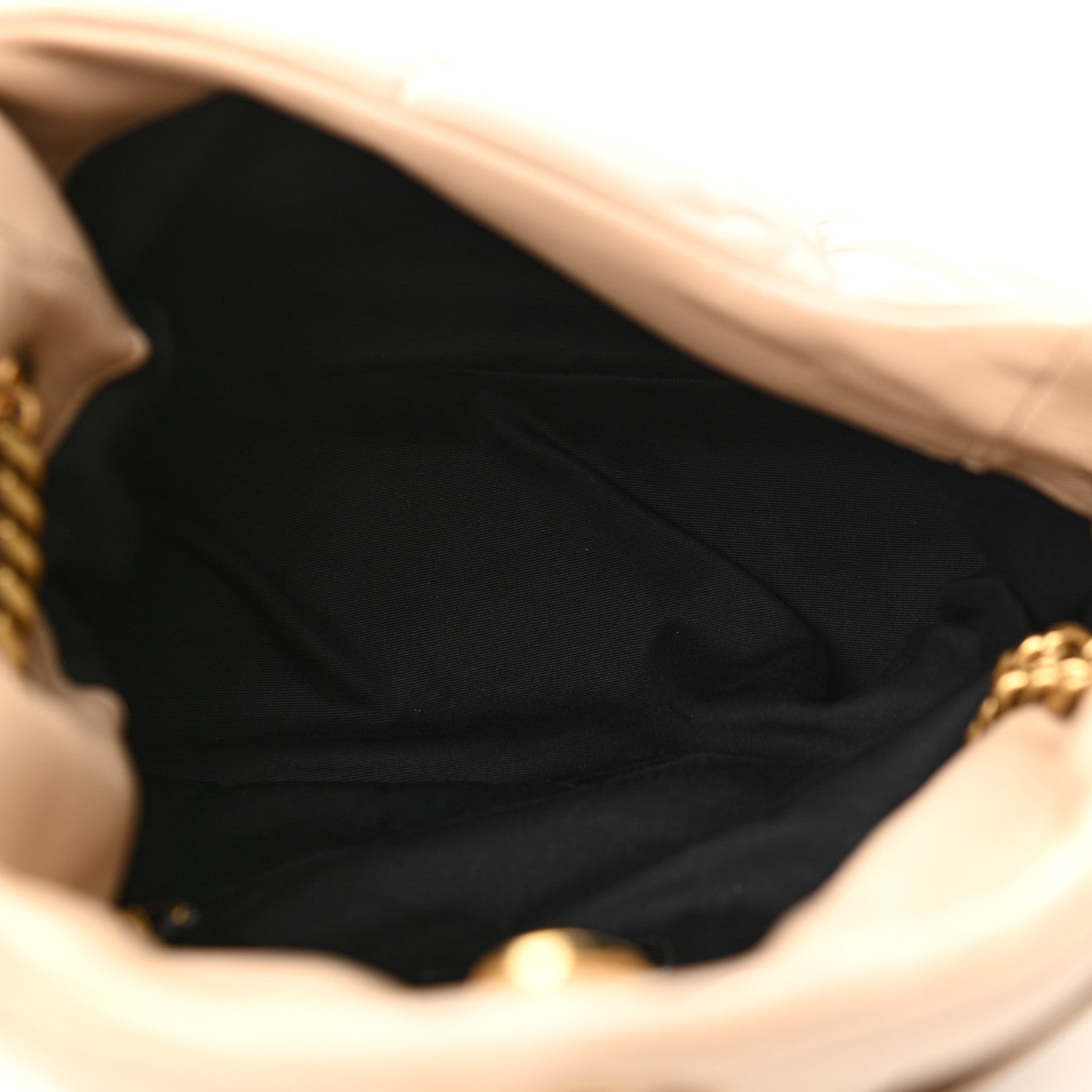 Saint Laurent Lambskin Quilted Medium Loulou Puffer Monogram Chain Satchel Dark Beige 5 of 11
