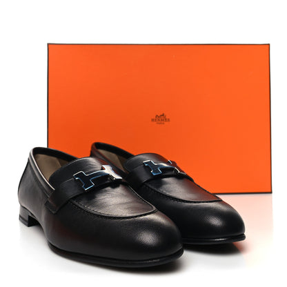 Hermes Goatskin Womens Paris Loafers 37 Black 9 of 9