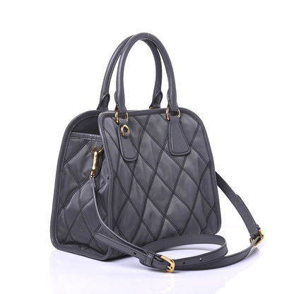 Prada Saffiano Tessuto Nylon Impunturato Quilted Shopper Black Grey 3 of 8