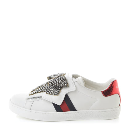 Gucci Calfskin Ayers Web Womens Ace Bow Lace Sneakers 37 White 1 of 13