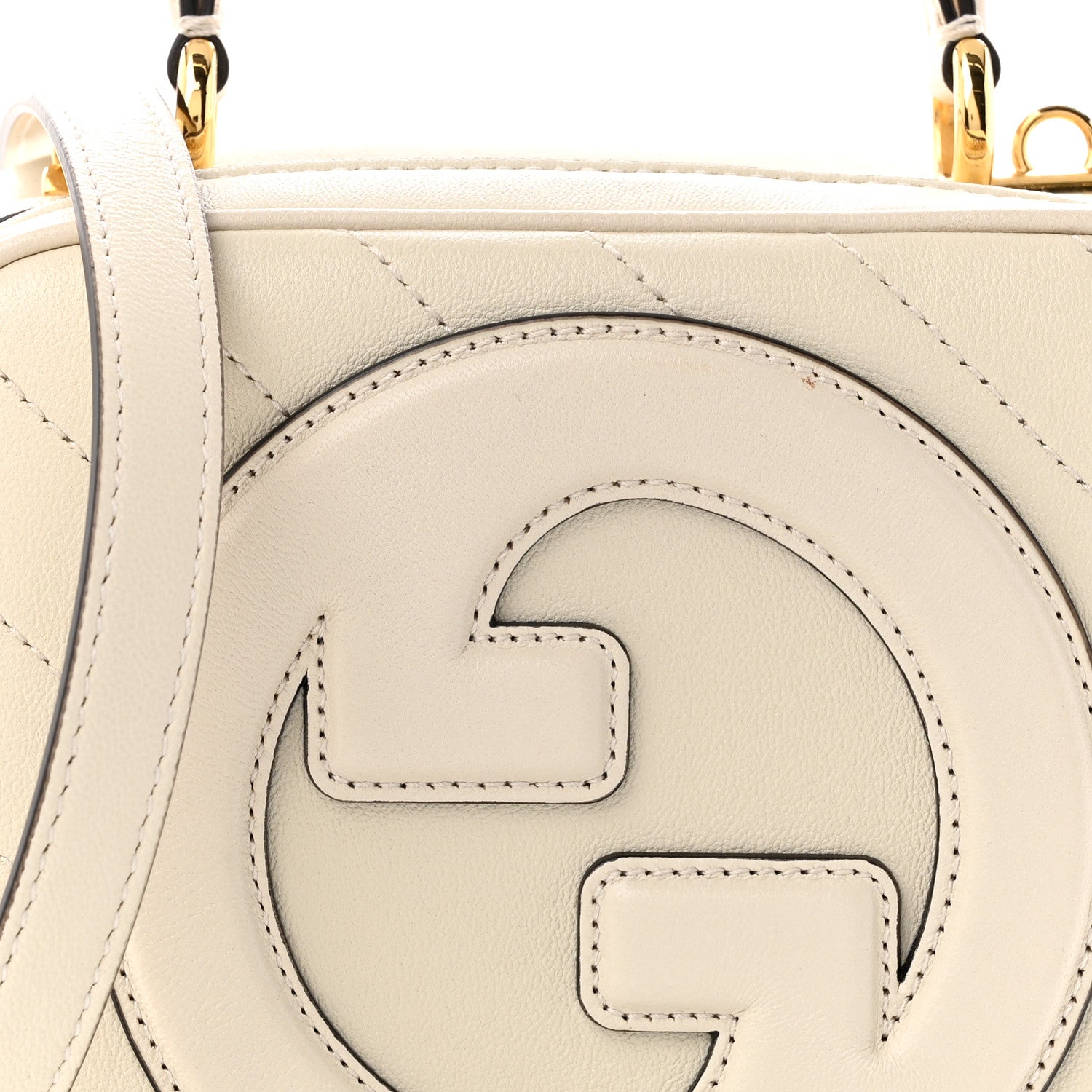 Gucci Sakai Be Green Calfskin Diagonal Stitched Blondie Top Handle Bag Mystic White 8 of 10