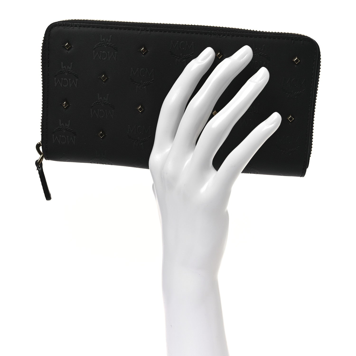 MCM Odeon Studded Large Zip Around Wallet  Black 2 of 8