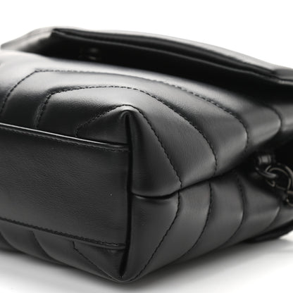 Saint Laurent Calfskin Y Quilted Monogram Toy Loulou Crossbody Bag Black 9 of 10