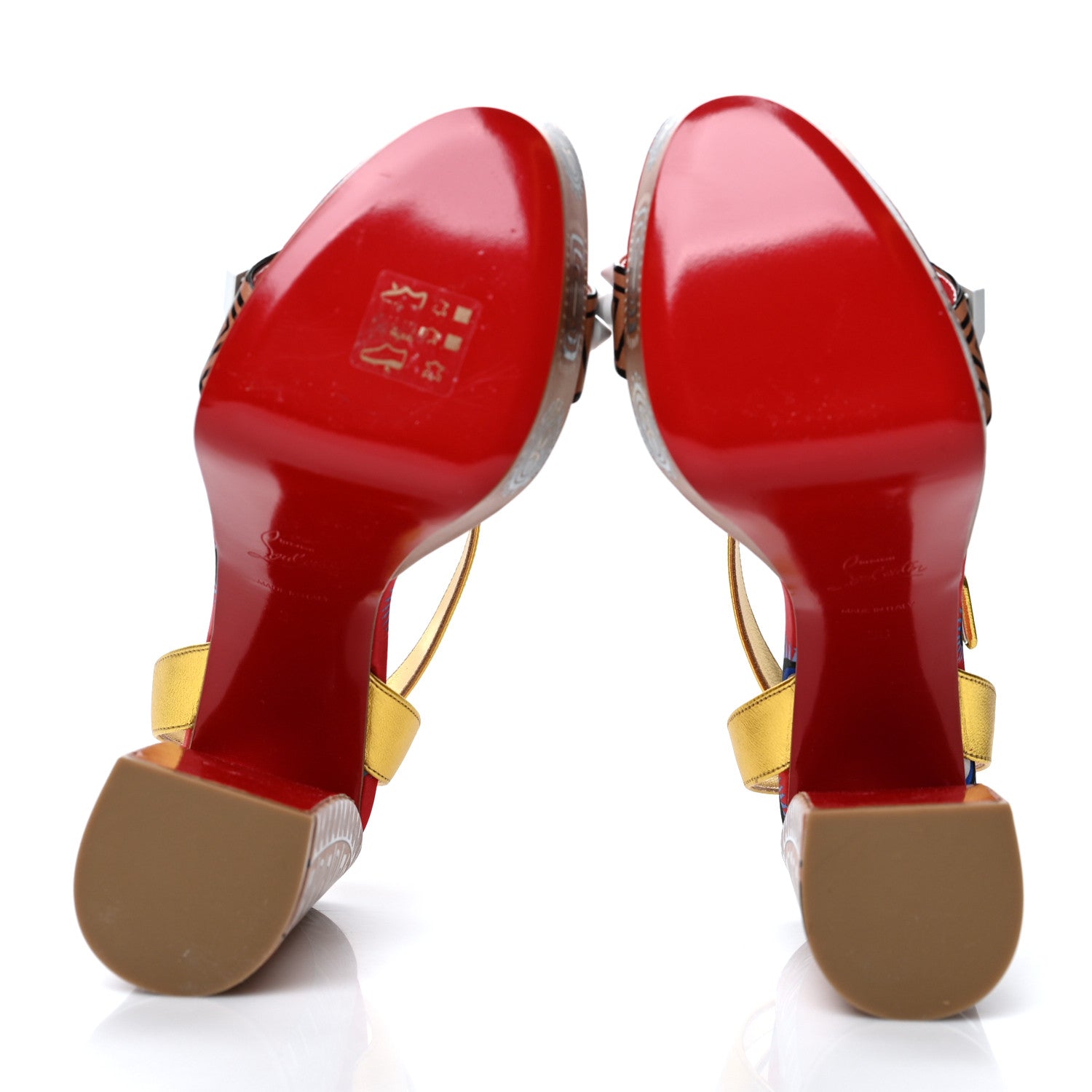 Christian Louboutin Calfskin Movida Athina Printed 130 Platform Sandals 38 Brown Multicolor 6 of 9