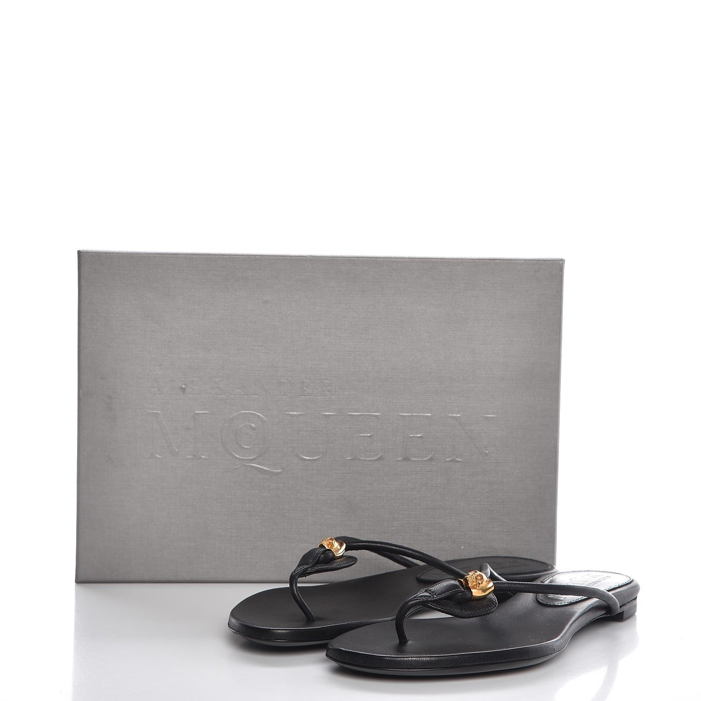 Calfskin Margareth Skull Thong Sandals 37 Black