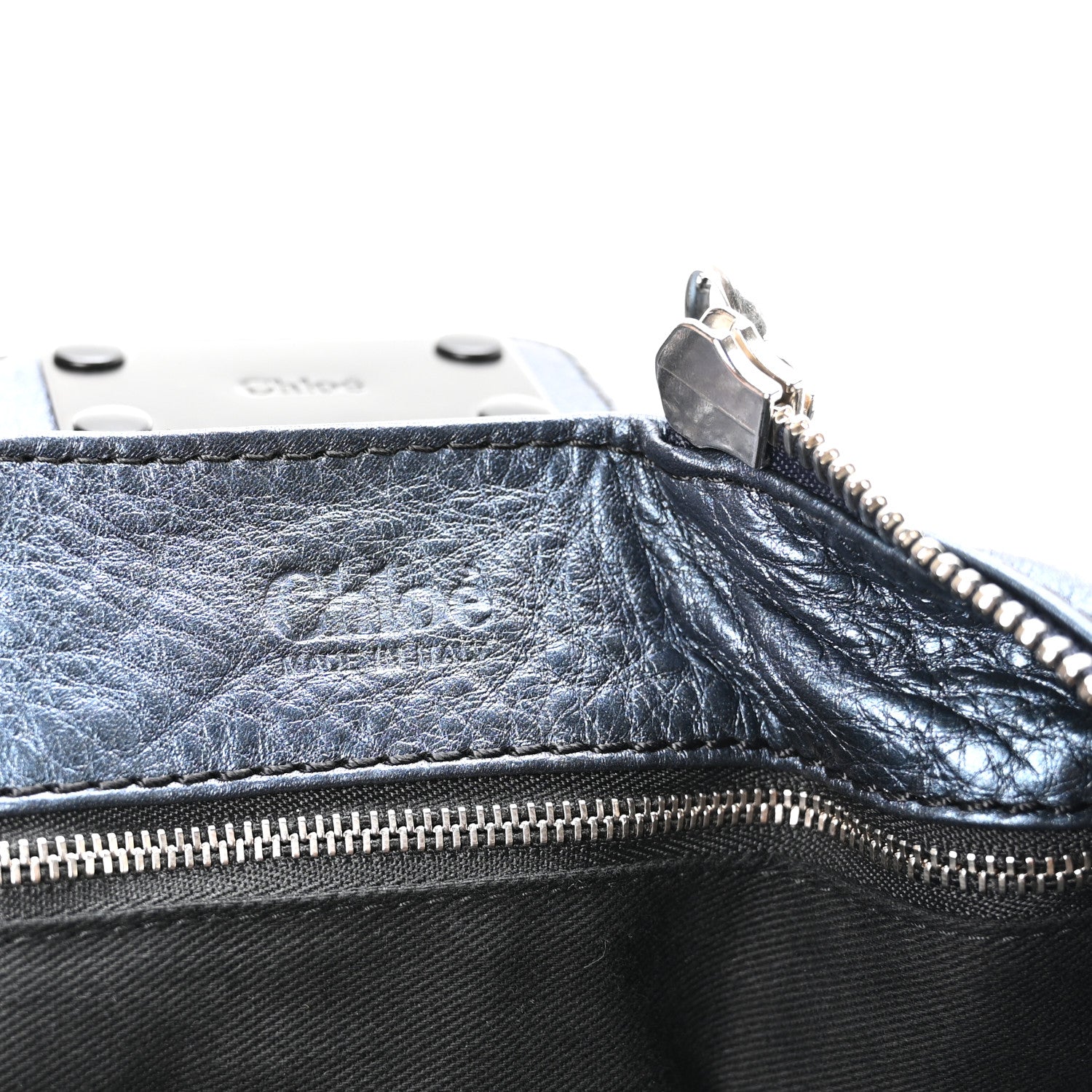 Chloe Metallic Calfskin Medium Paddington Satchel Blue 1836542