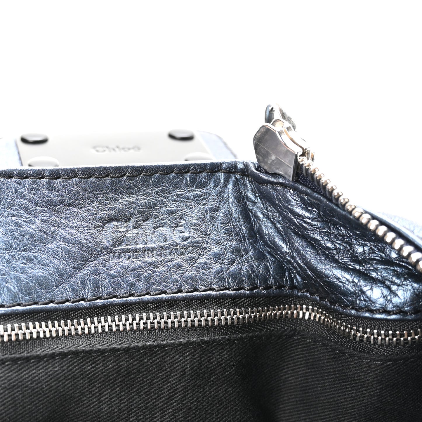 Metallic Calfskin Medium Paddington Satchel Blue