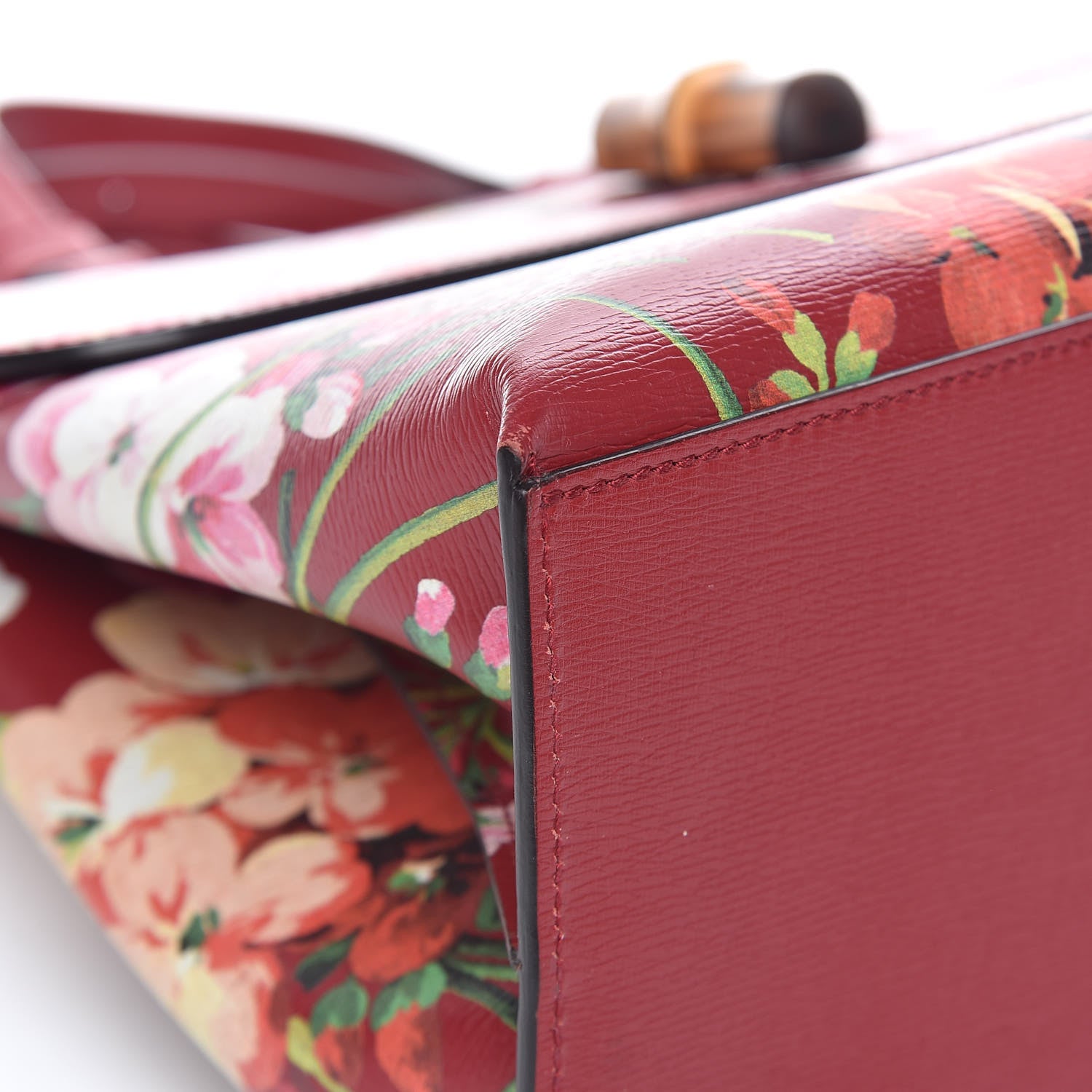 Gucci Shangai Calfskin Blooms Print Medium Bamboo Daily Top Handle Bag Romantic Cerise Multicolor 7 of 10