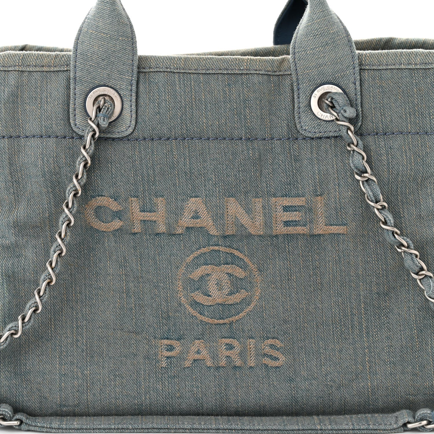 Chanel Denim Small Deauville Tote Light Blue 9 of 11