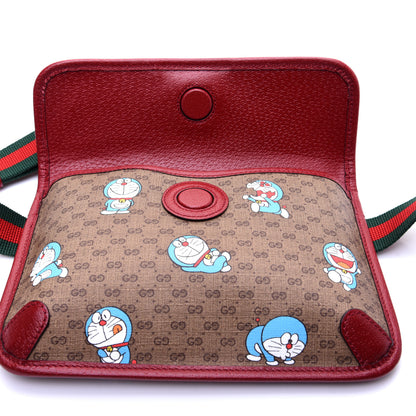 Gucci X DORAEMON Mini Vintage GG Supreme Monogram Web Slim Belt Bag Beige Cherry Red 10 of 14