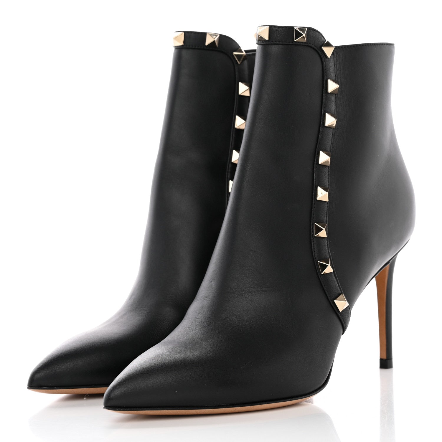 Valentino Garavani Smooth Calfskin Rockstud 85mm Ankle Boots 37 Black 3 of 20