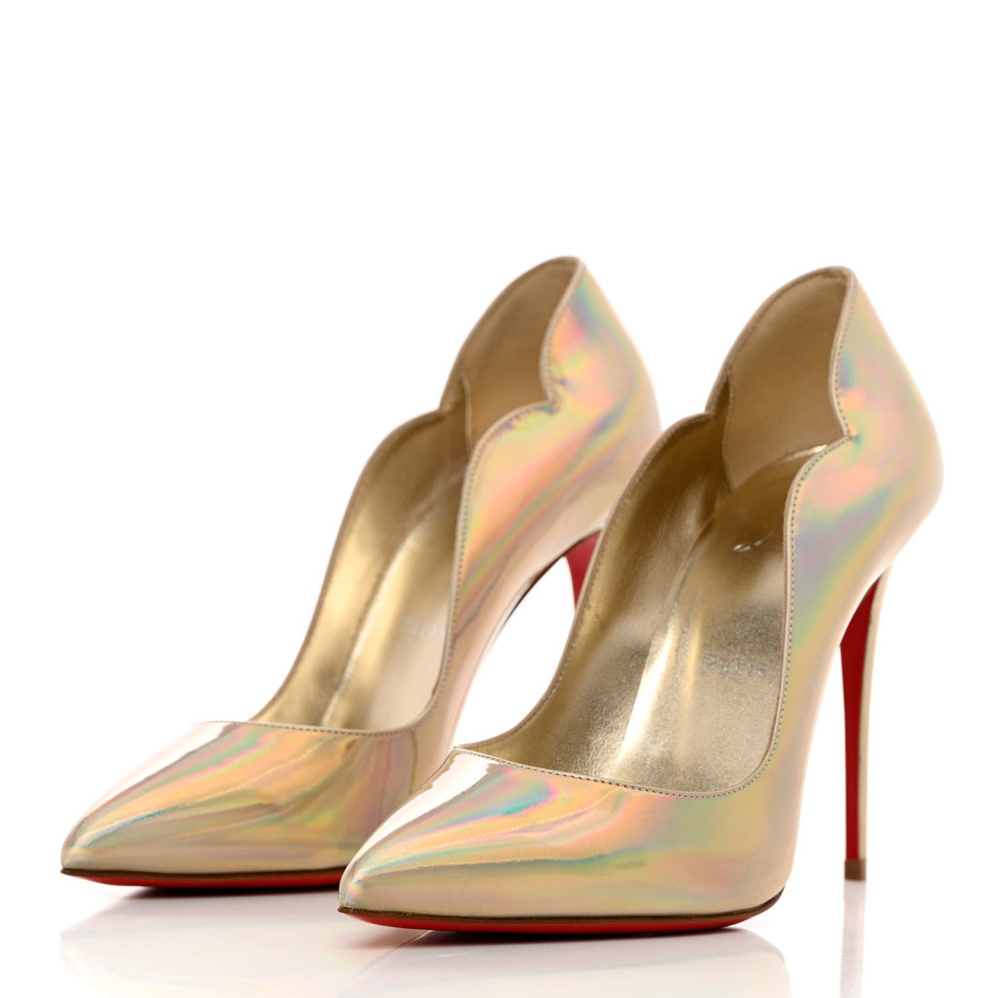 Metallic Patent Psychic Hot Chick 100 Pumps 38 Platine