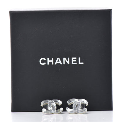 Chanel Resin CC Earrings Silver 5 of 5