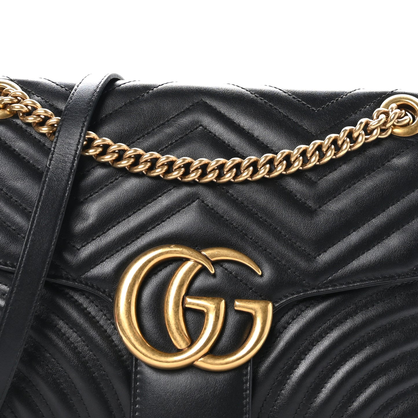 Calfskin Matelasse Medium GG Marmont Shoulder Bag Black