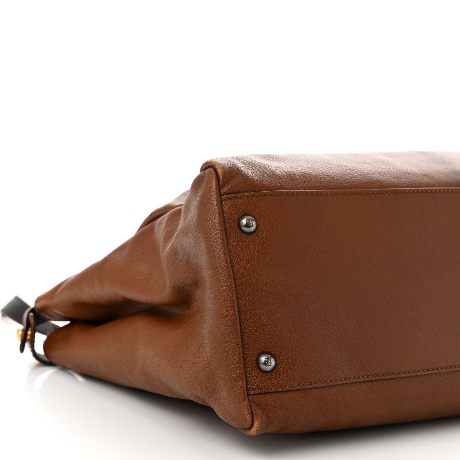 Fendi Goatskin Zucca Large Peekaboo Iconic Satchel Cuoio Tobacco Moro 10 of 13