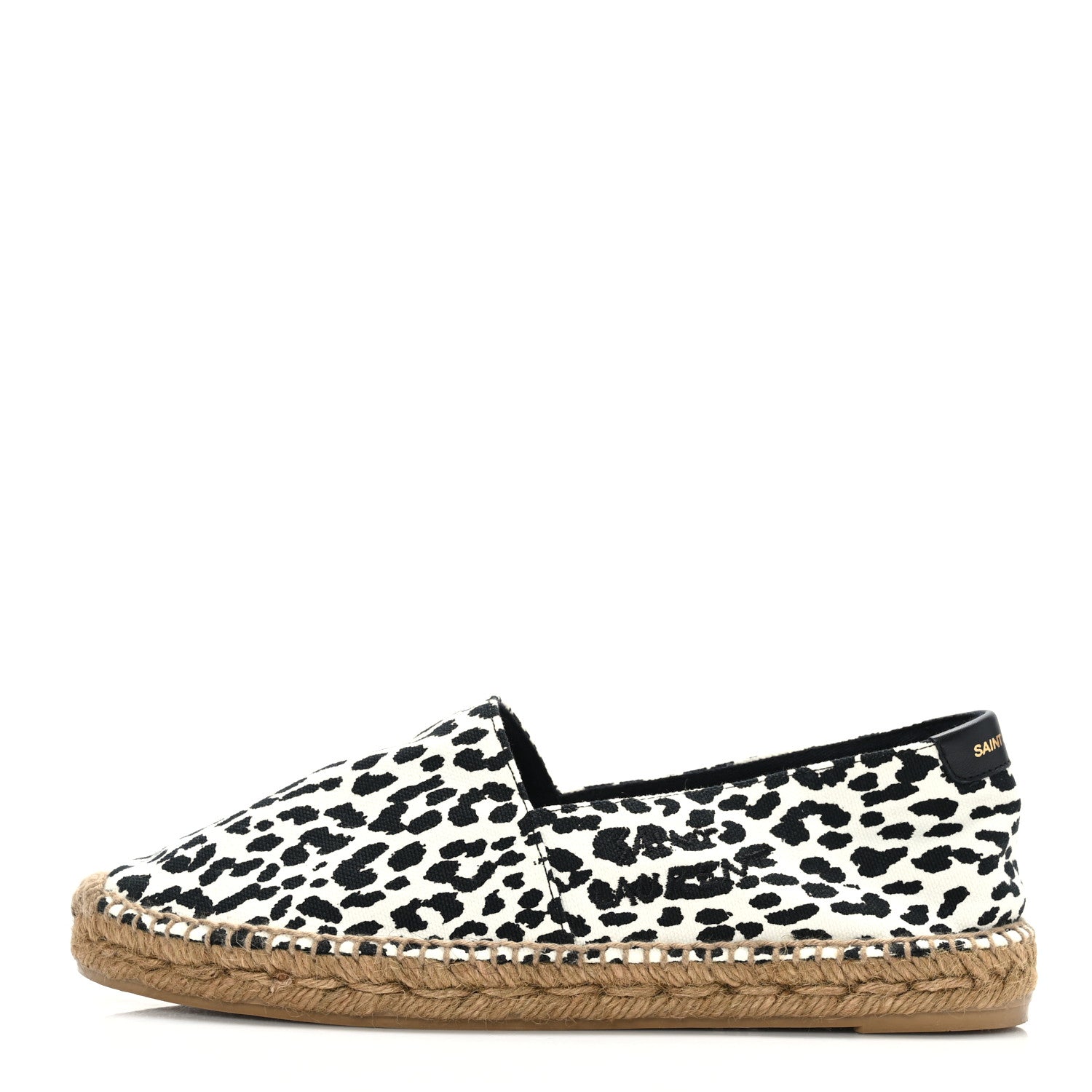 Saint Laurent Canvas Leopard Print Espadrilles 38 Latte Black 1 of 6