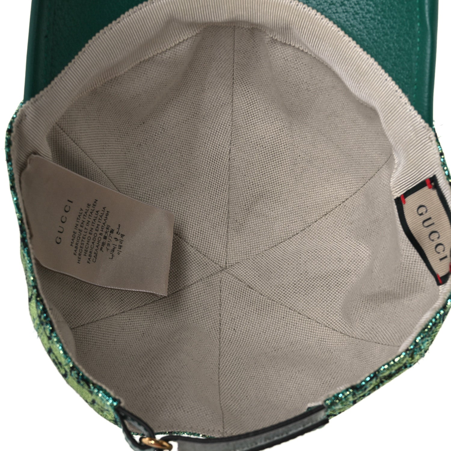 Gucci Silk Blend Jacquard Monogram Santa Barbara Baseball Hat XL Green Black Radiant 8 of 11