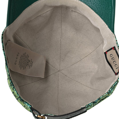 Gucci Silk Blend Jacquard Monogram Santa Barbara Baseball Hat XL Green Black Radiant 8 of 11