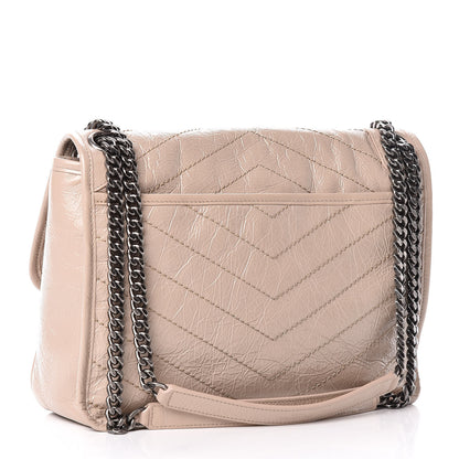 Saint Laurent Crinkled Calfskin Matelasse Monogram Medium Niki Chain Satchel Light Natural 3 of 10