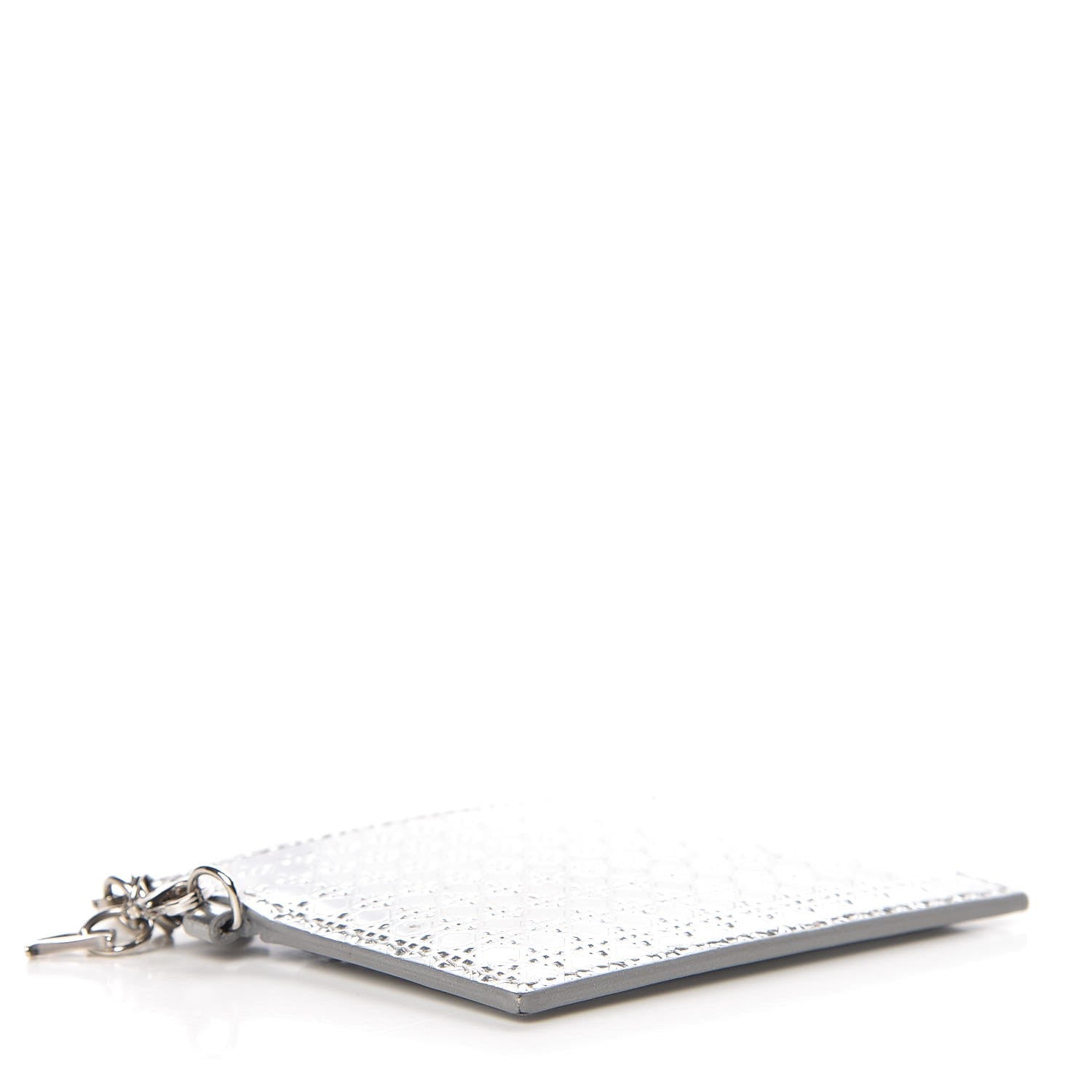 Christian Dior Metallic Patent Micro-Cannage Lady Dior Card Holder Silver 4 of 8