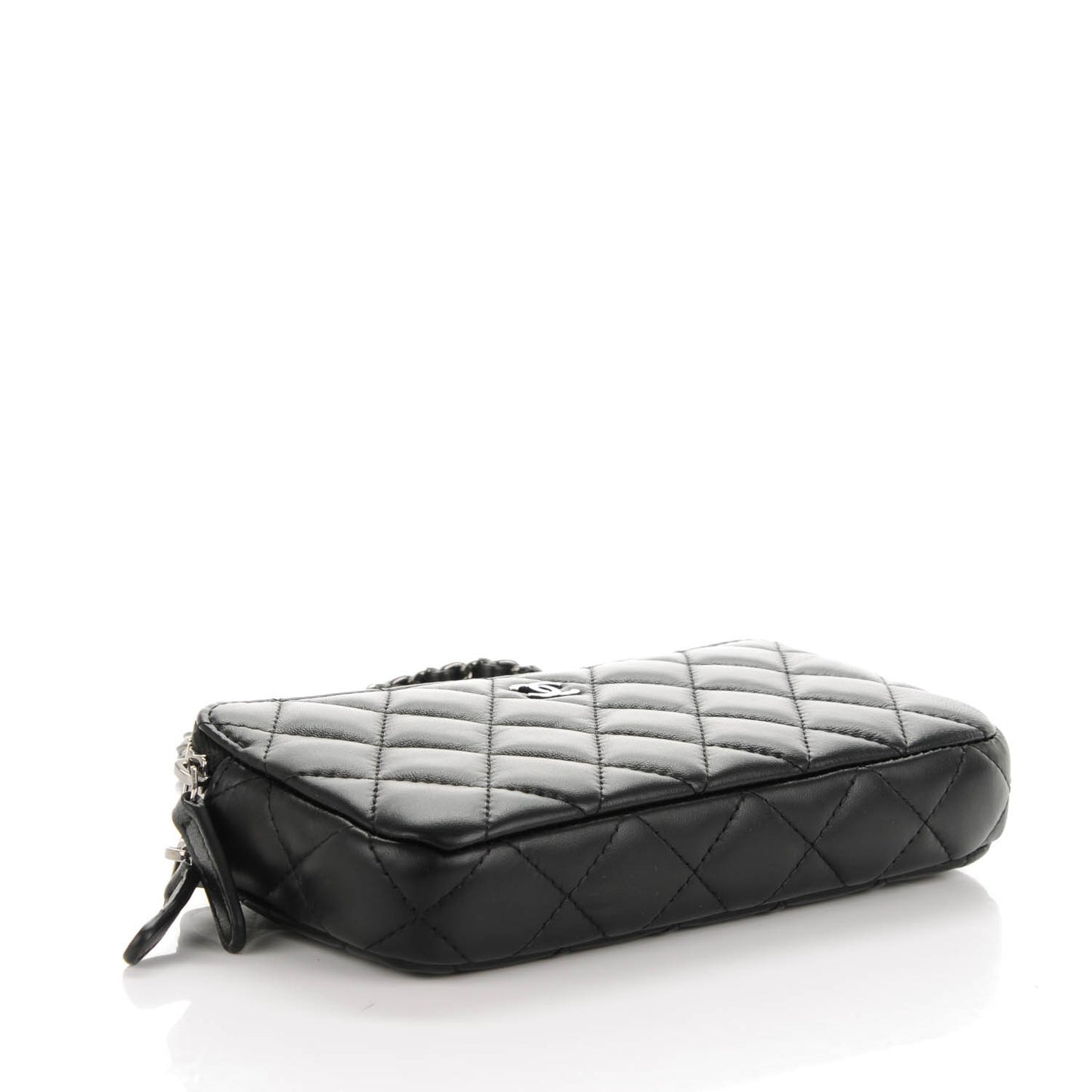 Lambskin Quilted Small Clutch With Chain Black