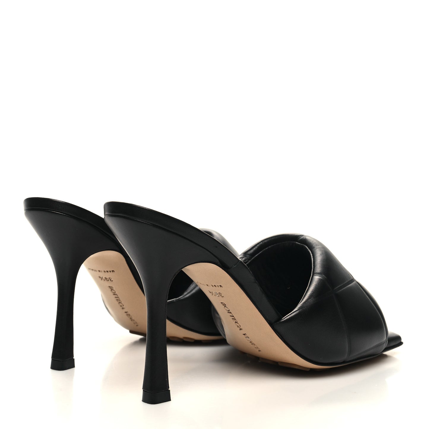 Nappa Quilted Rubber Lido Mule Sandals 39.5 Black