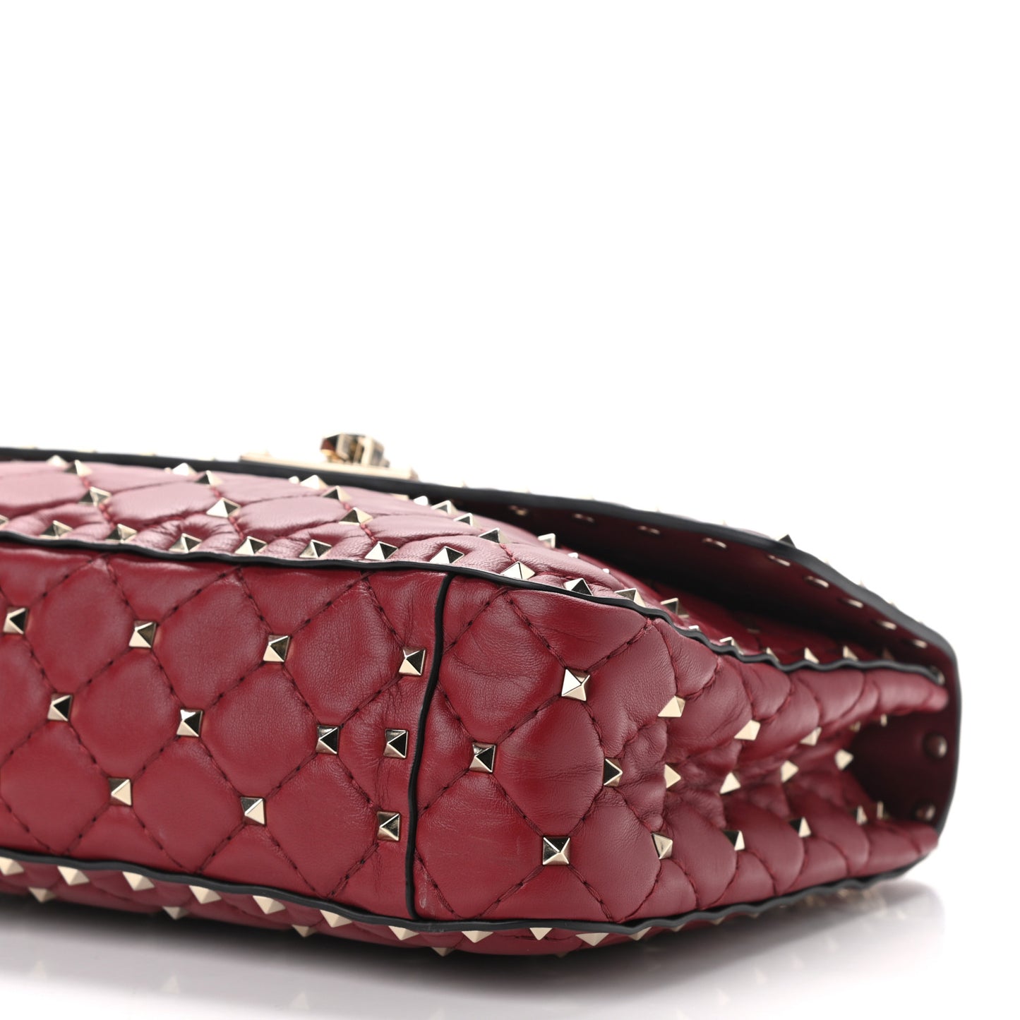 Nappa Medium Rockstud Spike Shoulder Bag Rubino