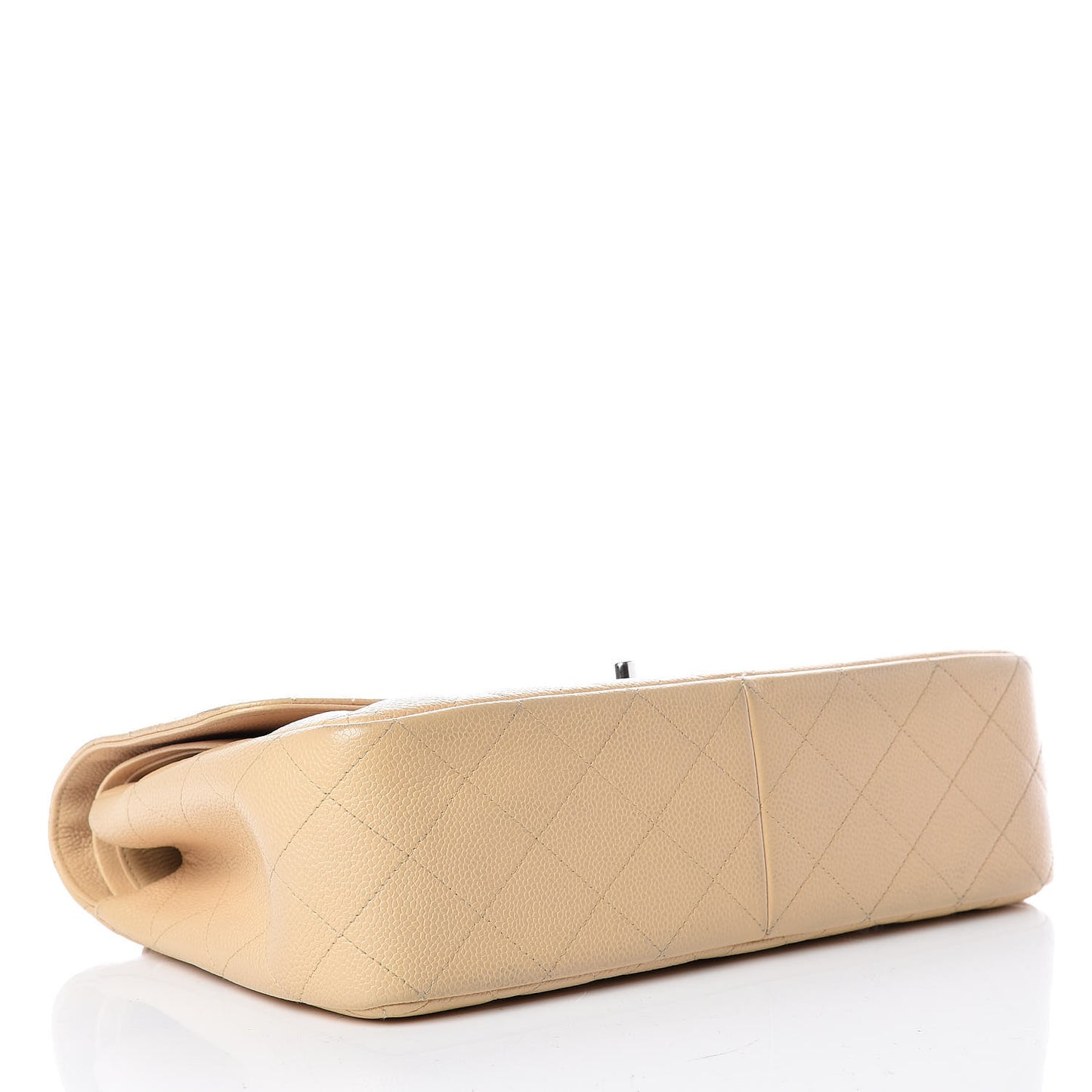Caviar Quilted Jumbo Double Flap Beige Clair