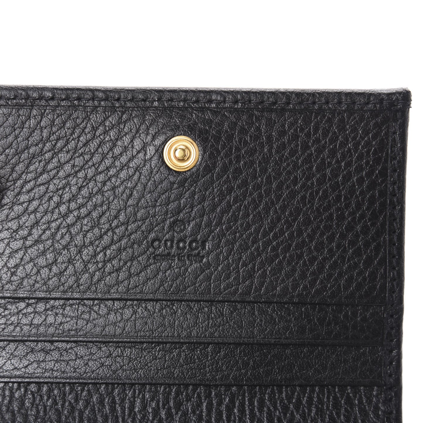 Pebbled Calfskin GG Marmont Card Case Black