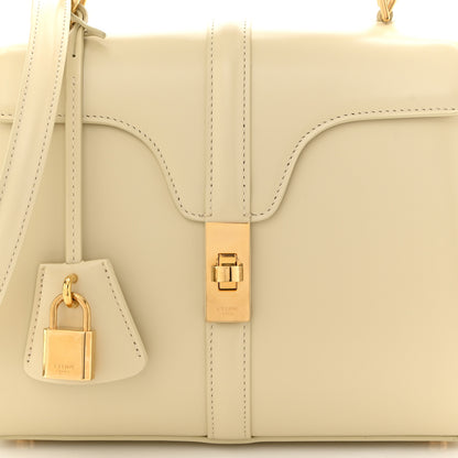 Celine Grained Calfskin Small 16 Top Handle Bag Beige 9 of 11