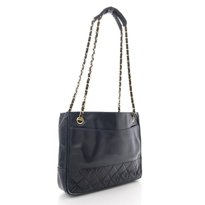 Chanel Lambskin Quilted Shoulder Bag Navy Blue 3 of 15