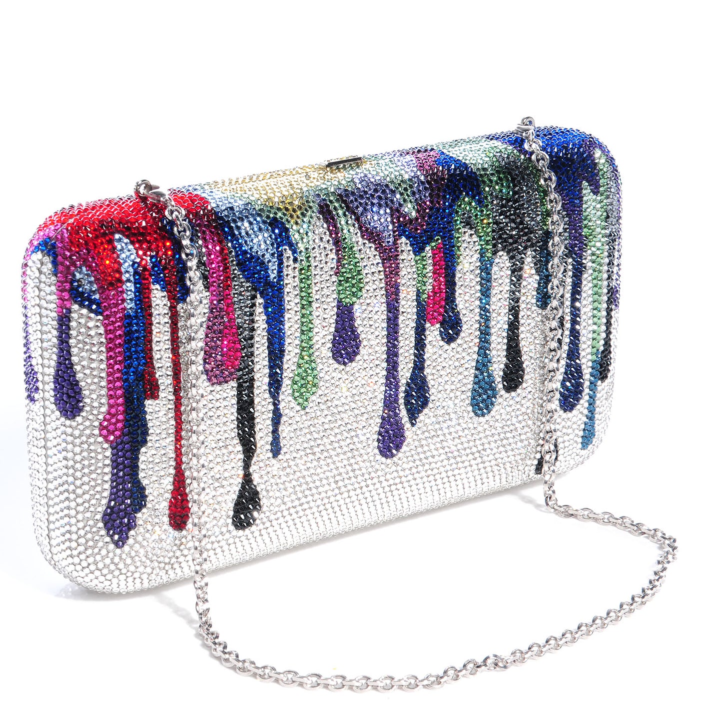 Swarovski Crystal Drips Minaudiere Clutch Multicolor