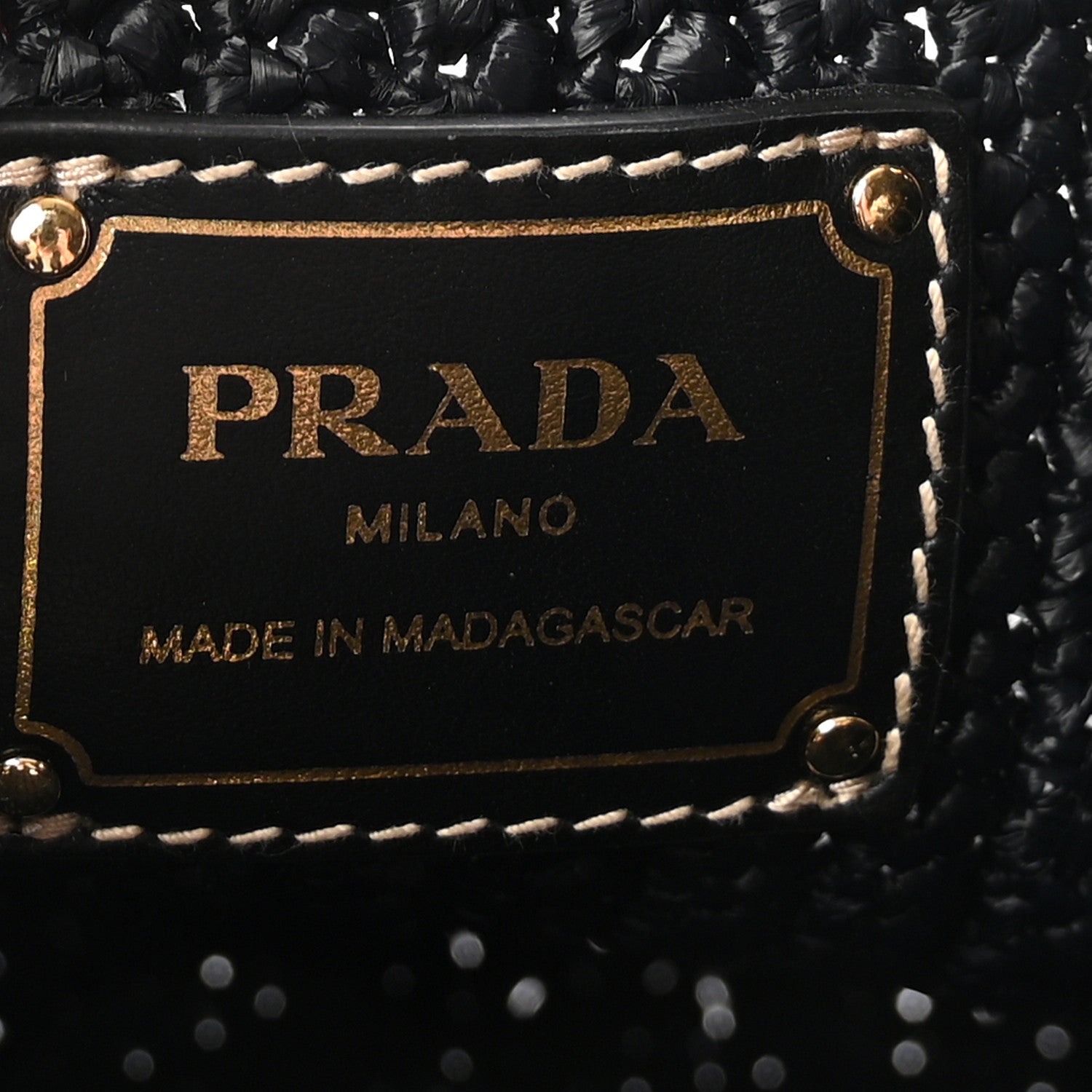 Prada Yarn Raffia Effect Crochet Mini Bucket Bag Black 6 of 9