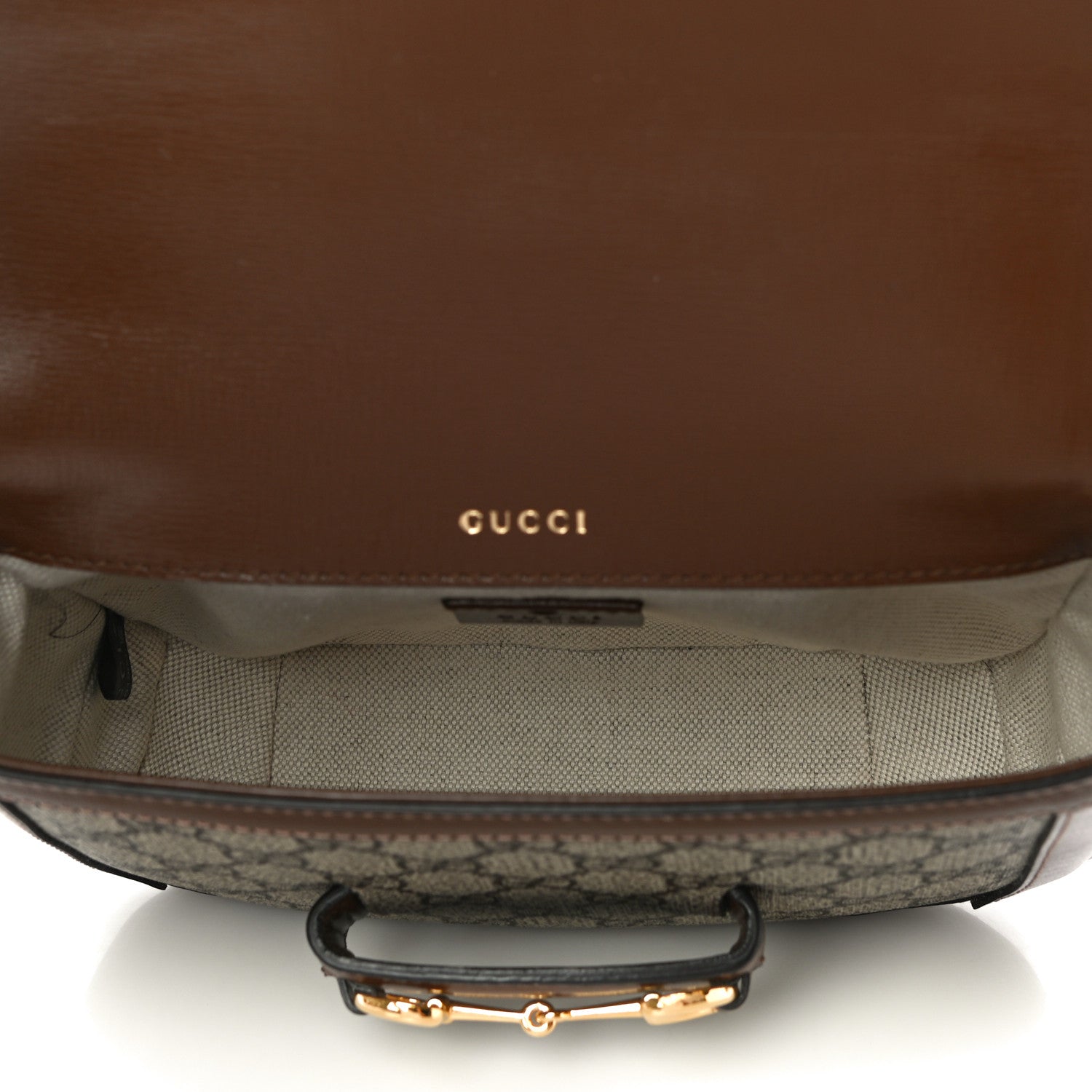 Gucci GG Supreme Monogram Web Mini Horsebit 1955 Shoulder Bag Beige Brown Sugar 5 of 14