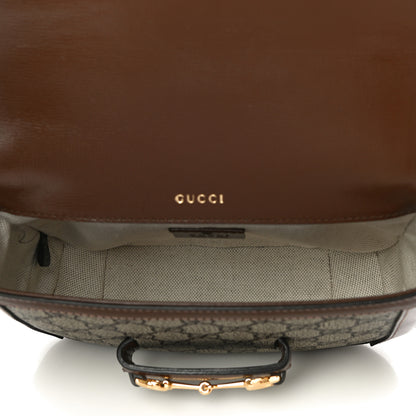 Gucci GG Supreme Monogram Web Mini Horsebit 1955 Shoulder Bag Beige Brown Sugar 5 of 14