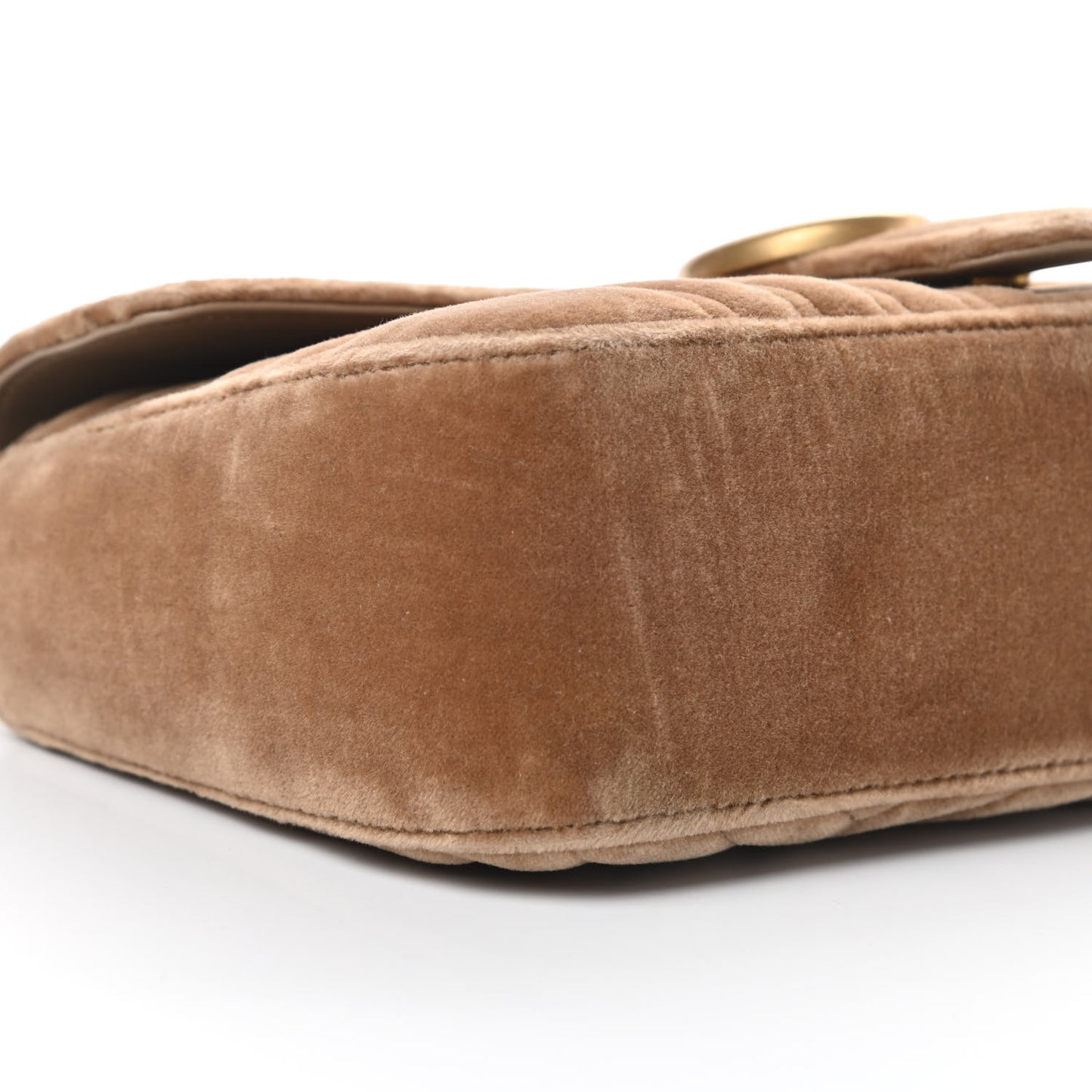 Velvet Matelasse Small GG Marmont Shoulder Bag Taupe