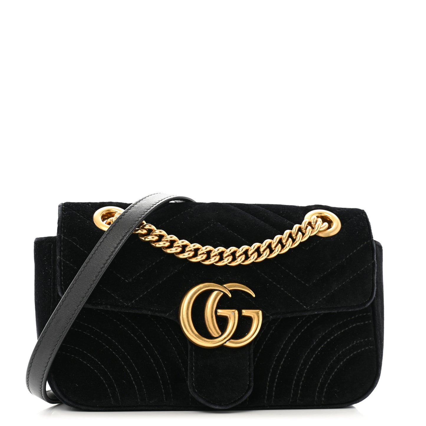 Velvet Matelasse Mini GG Marmont Shoulder Bag Black
