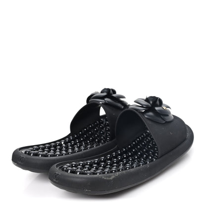 Chanel Thermoplastic PVC Camellia Mule Sandals 41 Black 5 of 9