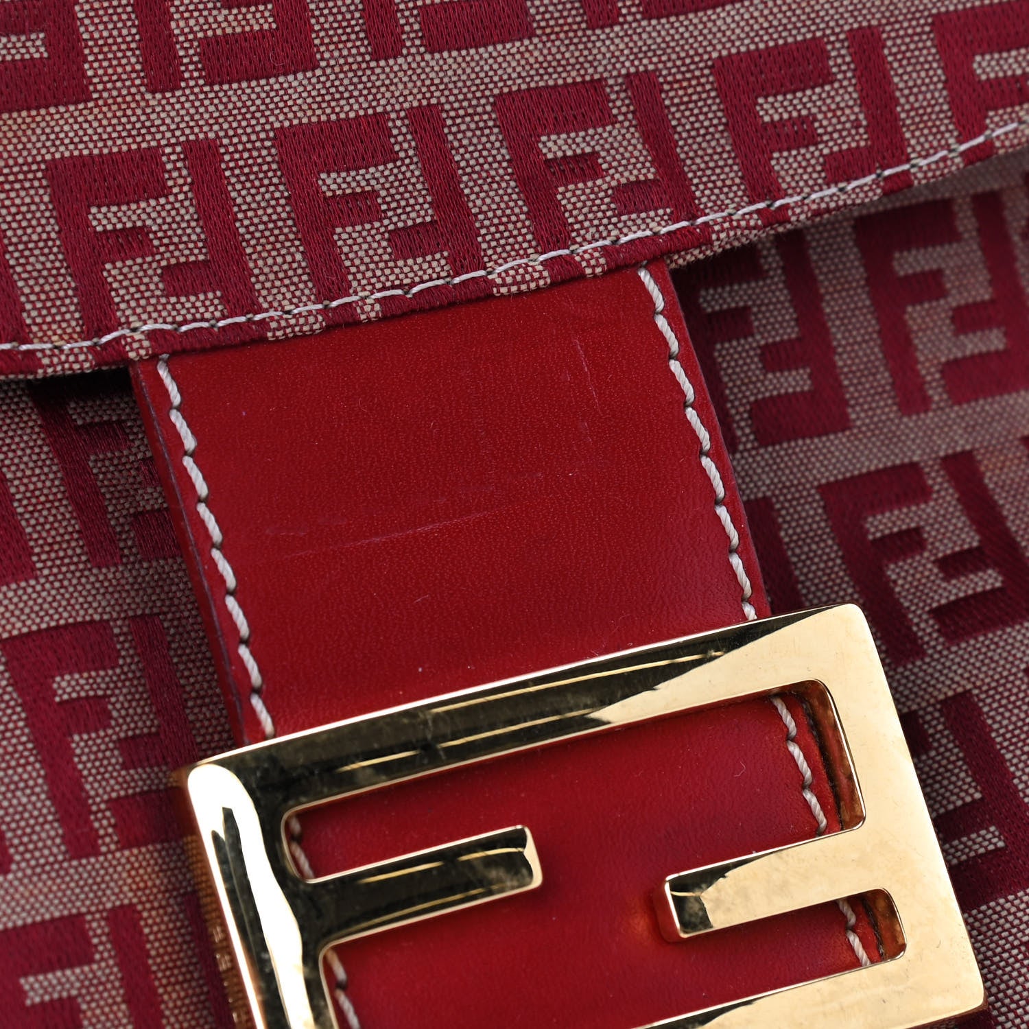Fendi Zucchino Mama Baguette Double Flap Red 9 of 9