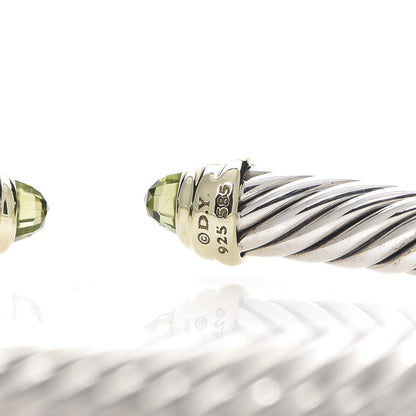 David Yurman Sterling Silver 14K Yellow Gold Peridot 5mm Cable Classics Petite Color Bracelet 3 of 3