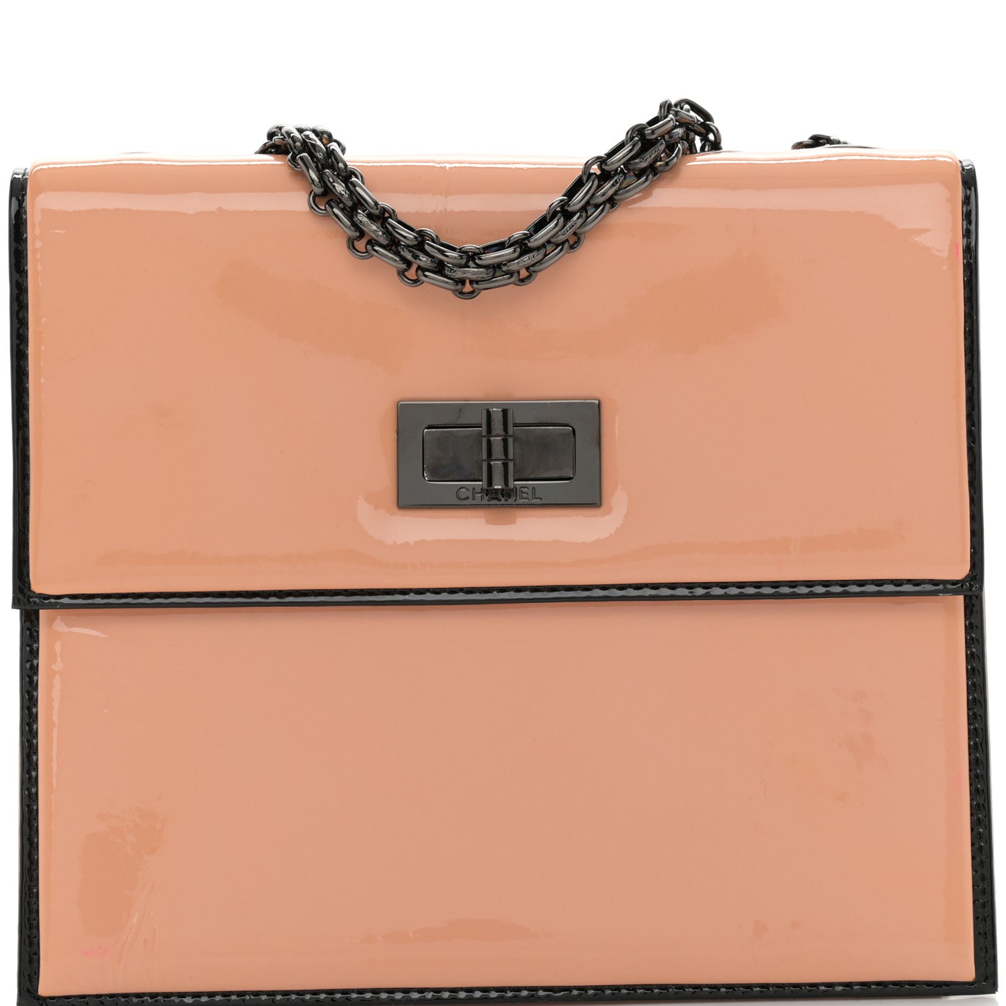 Patent Mademoiselle Flap Beige Black