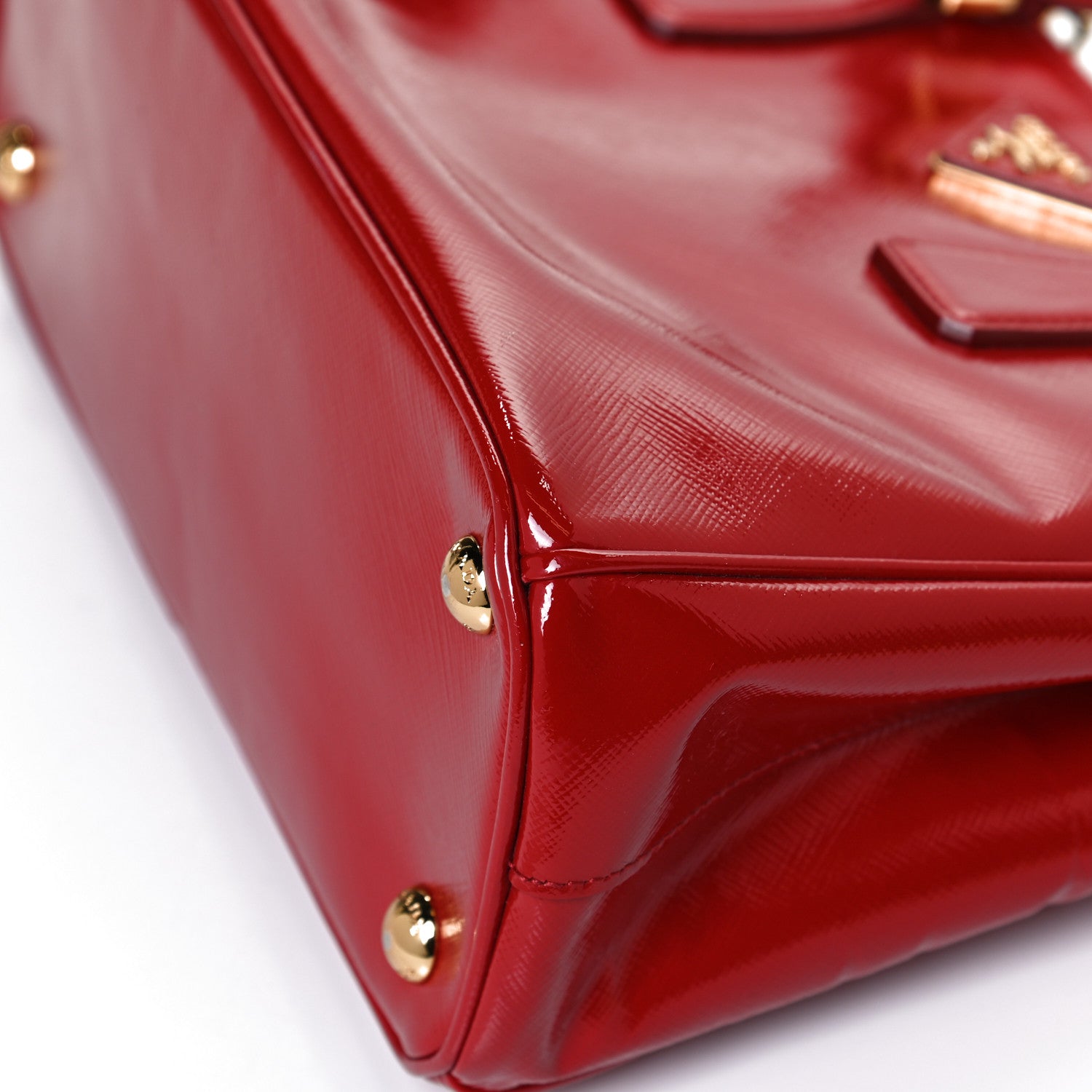 Prada Saffiano Vernice Mini Galleria Double Zip Tote Rosso 11 of 15