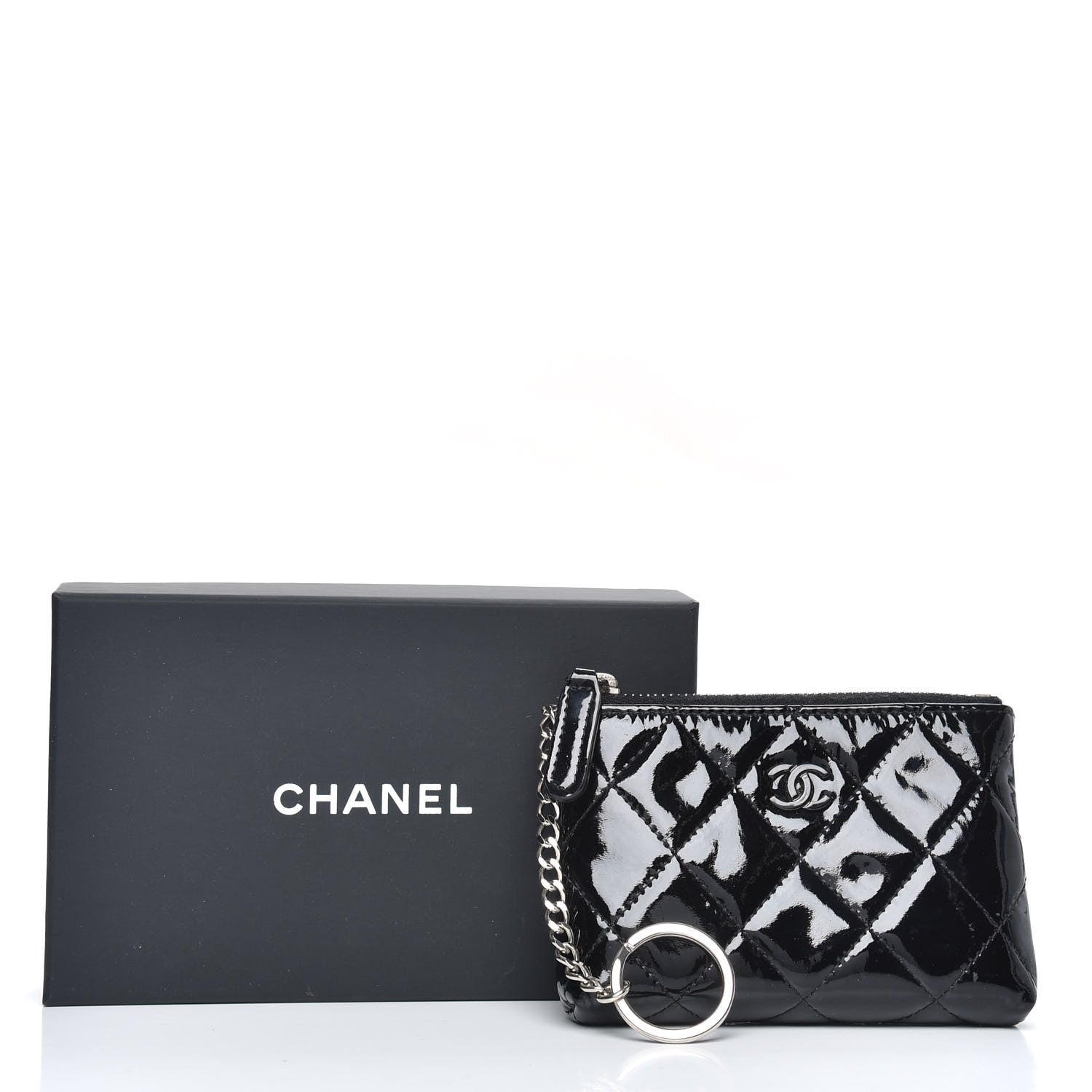 Chanel Patent Quilted Key Pouch So Black 10 of 10