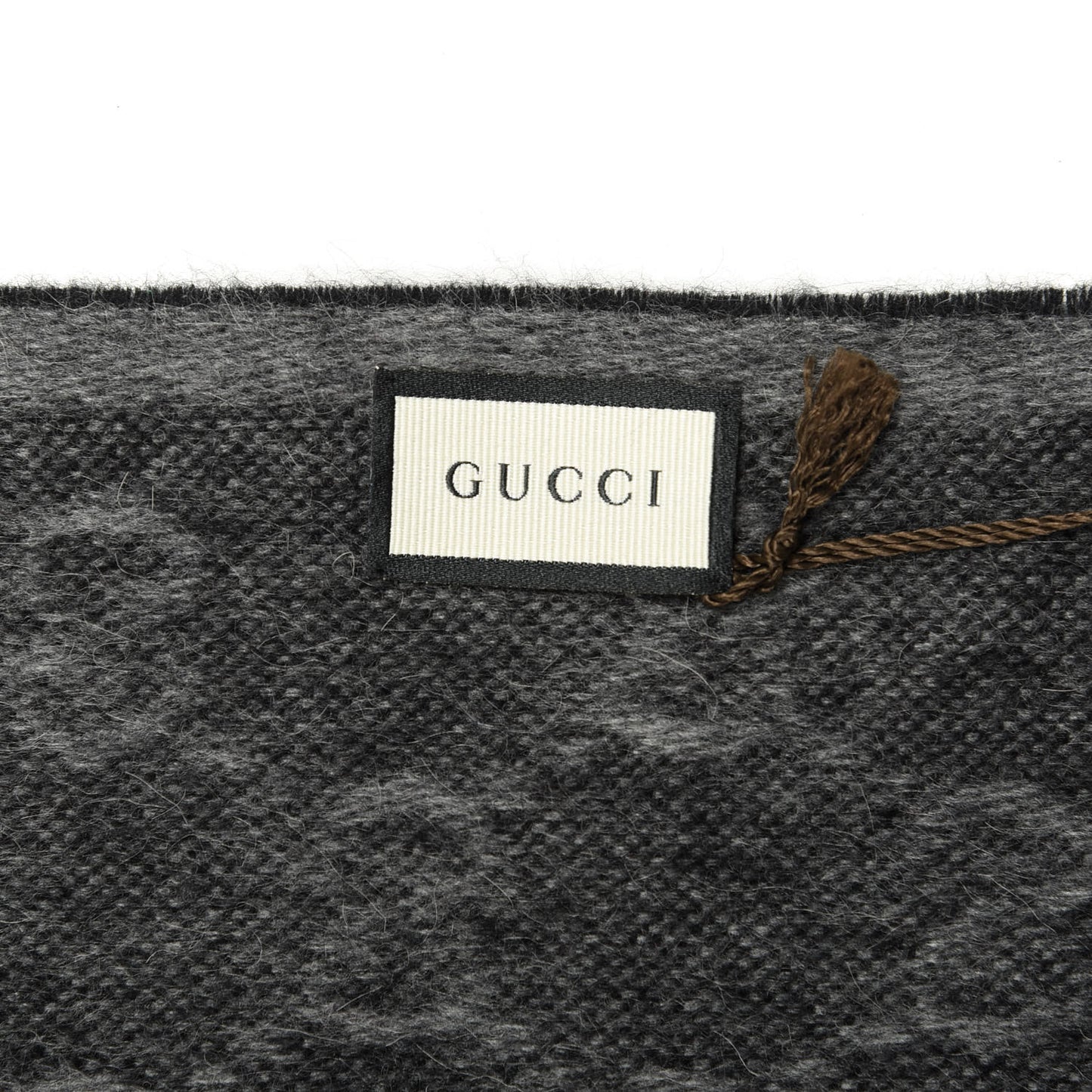 Wool Angora Monogram Web New Nikky Scarf Lead Dark Green
