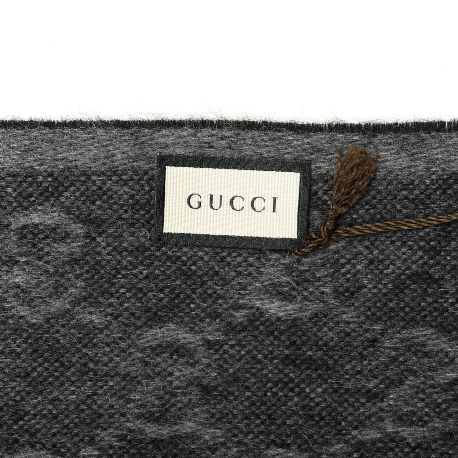 Gucci Wool Angora Monogram Web New Nikky Scarf Lead Dark Green 3 of 4