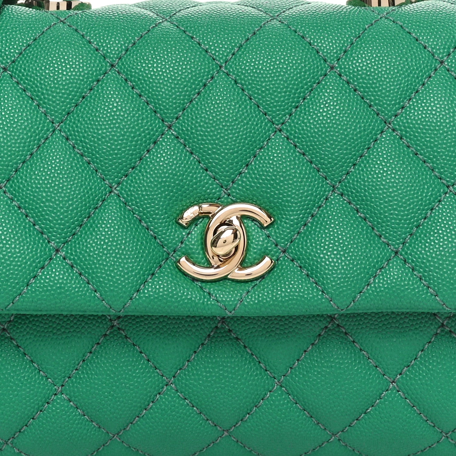 Chanel Caviar Quilted Mini Coco Handle Flap Green 8 of 10