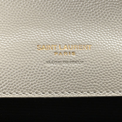 Saint Laurent Grain De Poudre Matelasse Chevron Monogram Envelope Clutch Crema Soft 6 of 10