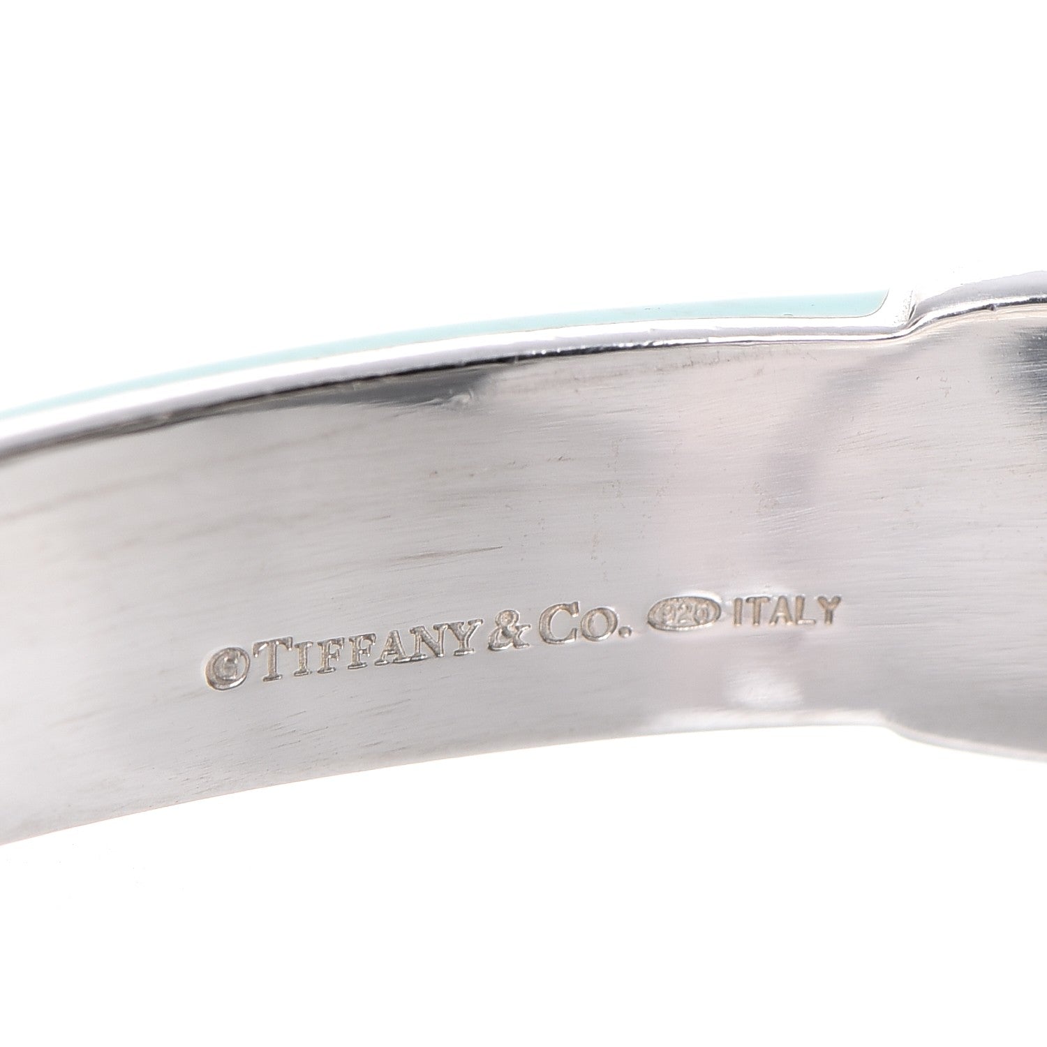 Tiffany Enamel Sterling Silver Signature X Bangle Turquoise 3 of 4